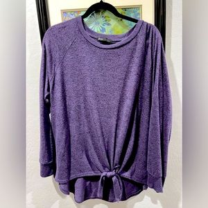 Gibson tie-front long sleeve sweater